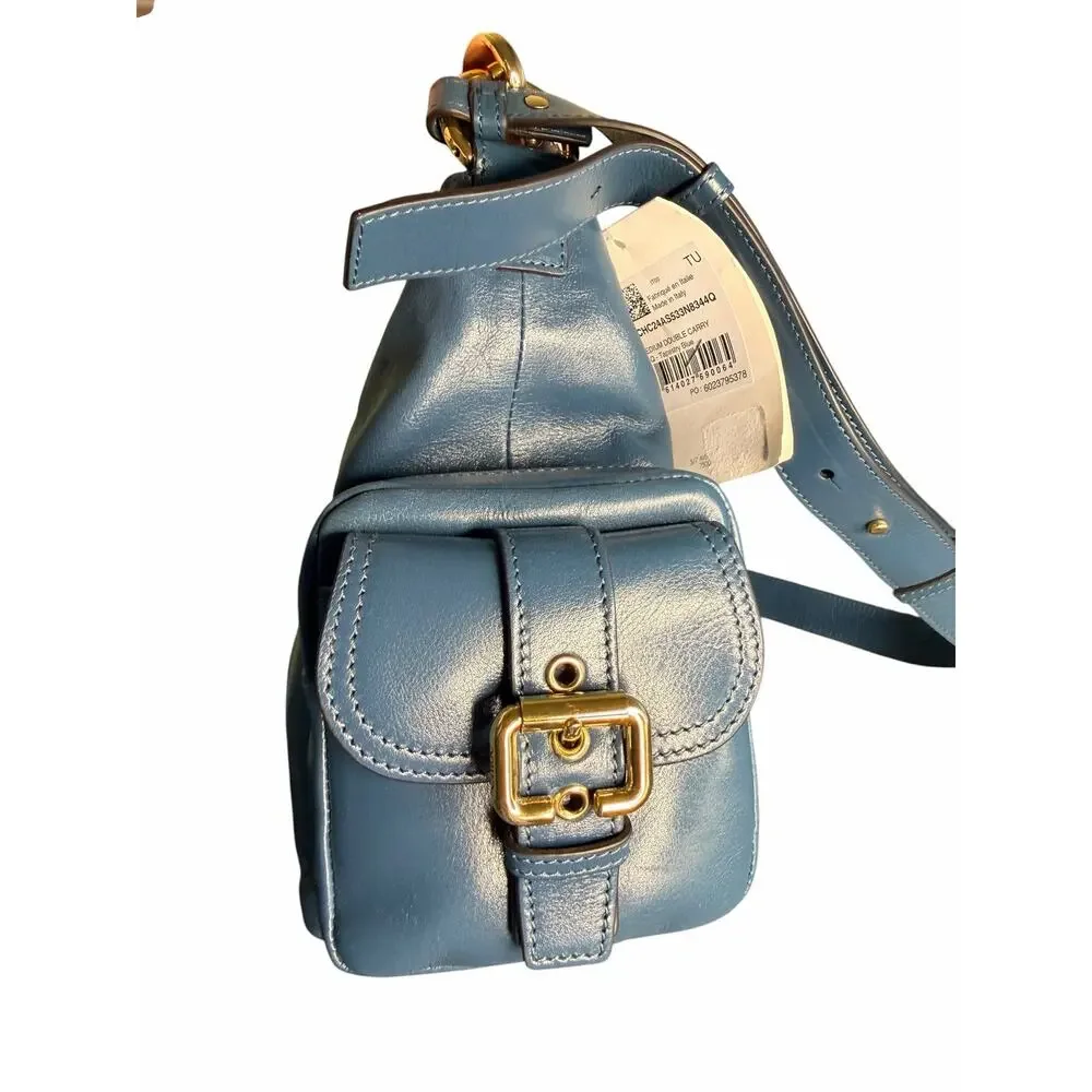 Chloe NWT Shiny Leather Medium Camera Bag in Tapestry Blue